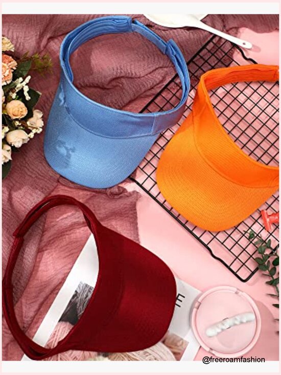 5 Pack Adjustable Sports Visor Hat Sun Visors for Running Golf Tennis main image 5